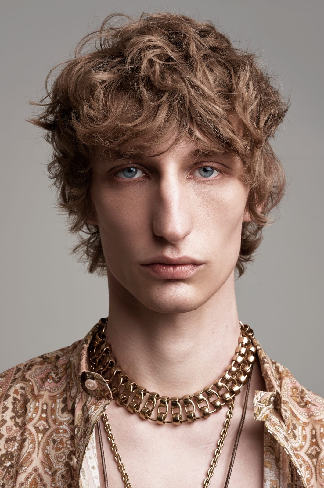 Textured curly shag on male model